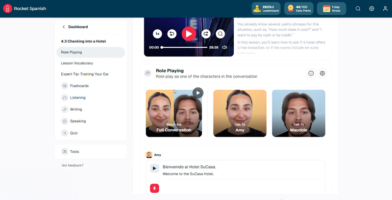 Rocket Languages Interface